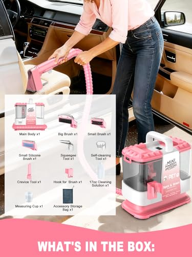 Upholstery Cleaner Machine, 16Kpa Portable Carpet & Upholstery Spot Cleaner Machine, Deep Stain Cleaning for Carpet, Pets, Stairs, Car Seat, Couch, with 5 Cleaning Tools and Cleaning Solutions