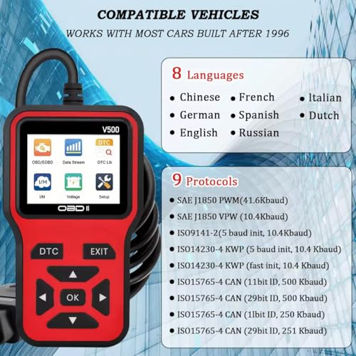 OBD2 Scanner for Hyundai Palisade 2020 2021 2022 2023 2024 2025 2026, Engine Code Reader Live Data Reading Plug-and-Play Scan Tool Portable Handheld Car Diagnostic Tool