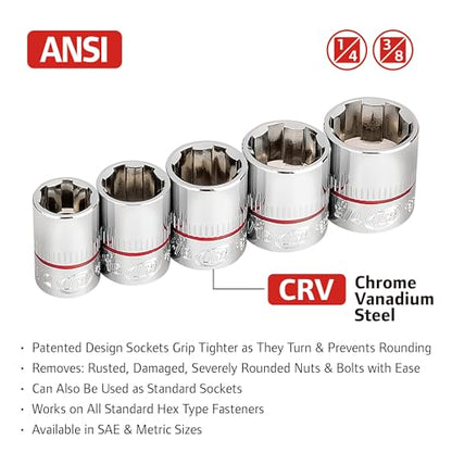 Ingersoll Rand 9 Piece Tech Solutions Metric Non-Slip Socket Set, Sizes: 8-19mm, Patented Twist Design for Tighter Grip as Sockets Turn, with Thermoform Organizer Tray – 752039X - size: Non-Slip Socket Set, style: Metric