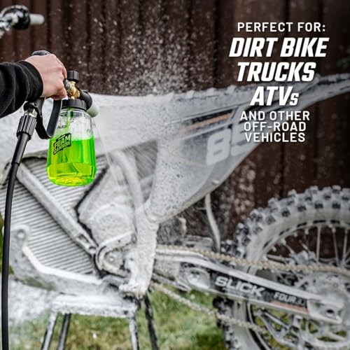 Slick Products Premium Foam Cannon Wash Kit with Hybrid Ceramic Off-Road Wash 64oz, Premium Cannon and Scrub Brush – High-Foaming Pressure Washer Kit for Cars, Trucks, ATVs & UTVs