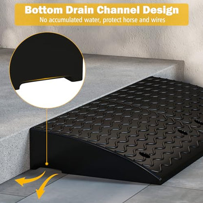 Car Ramps, 2 PCs Rubber Curb Ramps for Driveway, 4.5" Threshold Ramp Set Heavy Duty Ramp Slope for Driveway, Sidewalk, Loading Dock, Cars, Wheelchairs, Bikes, Motorcycles - size: 19" x 16.5" x 4.5"