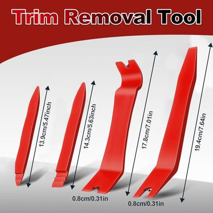 Keze 7 Pcs Auto Trim Removal Tool Kit for Car Panel Dashboard Door Clips and Upholstery with Plastic Pry Tool & Clip Pliers – No Scratch Design Professional Automotive Repair Tools Set, Red - color: Red-Auto Trim Removal Pry Tool