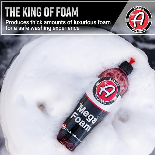 Adam’s Mega Foam (16oz) - pH Neutral Car Soap For Car Washing, Concentated For Wash Bucket, Foam Gun, Won't Strip Car Wax or Ceramic Coatings - size: 16 fl. oz