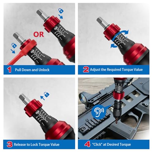 SUERCUP 1/4" 10-70In.lb Torque Screwdriver 36 PCS Set | T-bar, Hex, Torx, and Phillips S2 Bits, Torque Wrench Screwdriver, For Scope and Car, Bike Mounting, Home DIY - size: 10-70In.lb