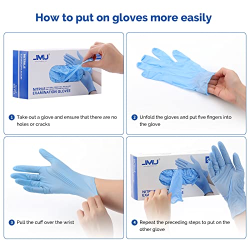 JMU 200 Medical Nitrile Gloves XL, 3.5 Mil Nitrile Gloves Disposable Latex-Free, Blue - size: XL