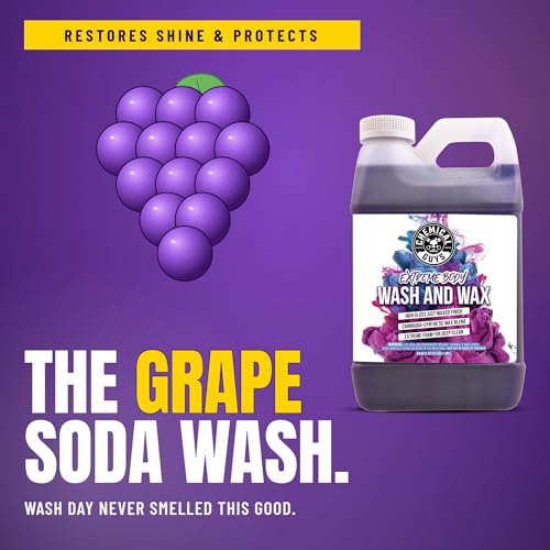 Chemical Guys, Extreme Bodywash & Wax Car Wash Soap, Grape Scent, 1 Gallon | Thick clinging foam in cannons, guns or buckets, carnauba adds gloss, gentle on wax and sealant, grape scent - size: 128 Ounce (Pack of 1)