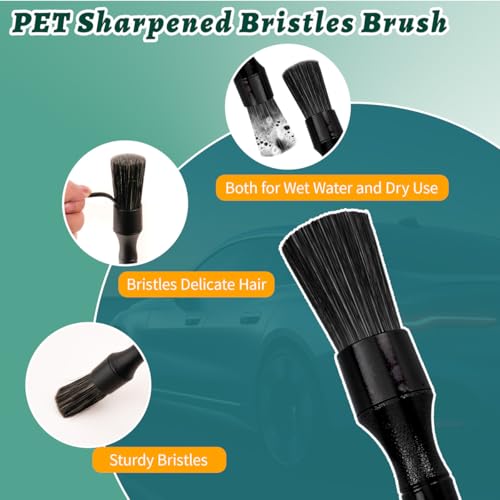 7PCS Car Detailing Brush Set, Ultra Soft Boars Hair Car Interior Detailing Brushes, Car Interior Detailing Kit for Cleaning Interior or Exterior, Car Accessories Interior Tools