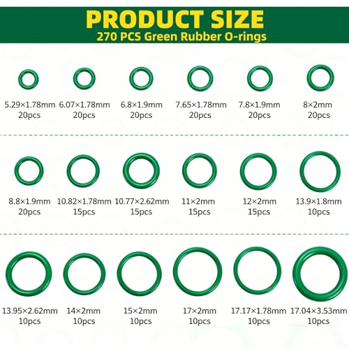 372 Pieces Car Air Conditioning Repair Kit, Car A/C R12 R134a Rubber O-Ring Set AC Valve Cores Accessories Kit with Double Head Removal Install Tool, Tire Valve Stem Cores for Most Car