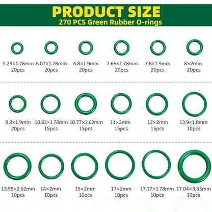 372 Pieces Car Air Conditioning Repair Kit, Car A/C R12 R134a Rubber O-Ring Set AC Valve Cores Accessories Kit with Double Head Removal Install Tool, Tire Valve Stem Cores for Most Car