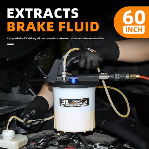 FOUR UNCLES Brake Bleeder Vacuum Pump Kit - Pneumatic Brake Fluid Extractor with 1L Refilling Bottle for Brake Fluid Bleeding, One-Person Operation - size: 3L Standard Version