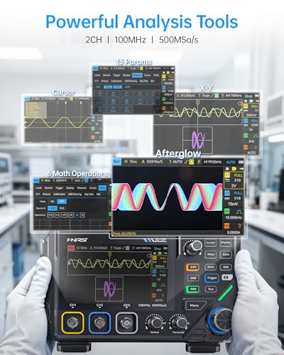 FNIRSI 2D15P 100MHz Digital Oscilloscope Multimeter DDS Signal Generator 3 in 1, 2CH Automotive Oscilloscope Multimeter 19,999 TRMS Counts, 500MS/s Sampling, 4.3'' Touch Screen