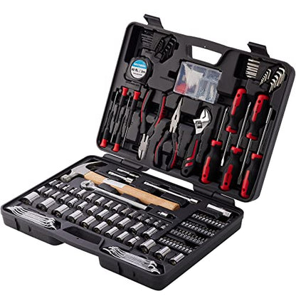MECHMAX 245-Piece Mechanics Tool Set and Socket Wrench Kit | Comprehensive home and auto repair hand tools with ratchet, wrench, pliers, screwdrivers and hammer. Essential house DIY kit - style: 245 Piece