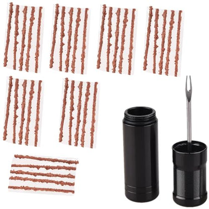 Tubeless Bike Tire Repair Kits for Road Bicycle and Mountain Bike MTB Tires | 1 Repair Tool and 7 Bacon Strips | Includes Storage Canister Plugger Tool with Plugs