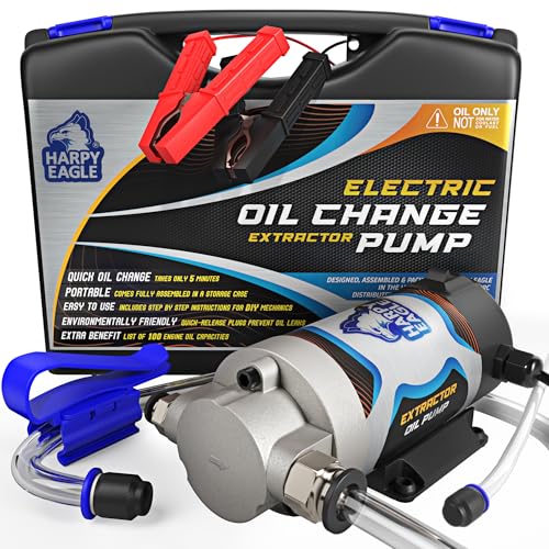 Harpy Eagle Electric Oil Change Extractor Pump 12/24V 100W, Oil Сhange Fluid Extractor Suction Transfer Pump Portable for Automotive, Cars, Boats, Motorcycle,Trucks with Storage Case/Patent Pending - size: Oil Extractor Pump