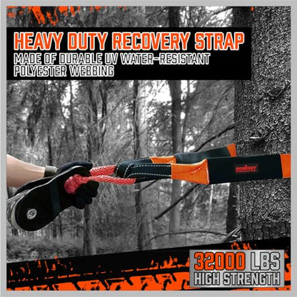 HORUSDY Nylon Heavy Duty Tow Strap Recovery Strap with Hooks 3" x 30Ft - 32,000 LBS Break Strength, 3/4 D Ring Shackles (2pcs), Recover Your Vehicle Stuck in Mud/Snow - style: 32,000 LBS Break Strength, 3/4 D Ring Shackles (2pcs)