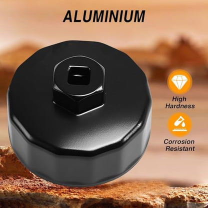 EVRBUL 67mm 14 Flutes 3/8’’ Drive Oil Filter Cap Removal Socket Tool Oil Filter Wrench Oil Filter Cap Spanner to Change Oil Filter Compatible with Subaru 15208AA160 15208AA100 Oil Filter Housing