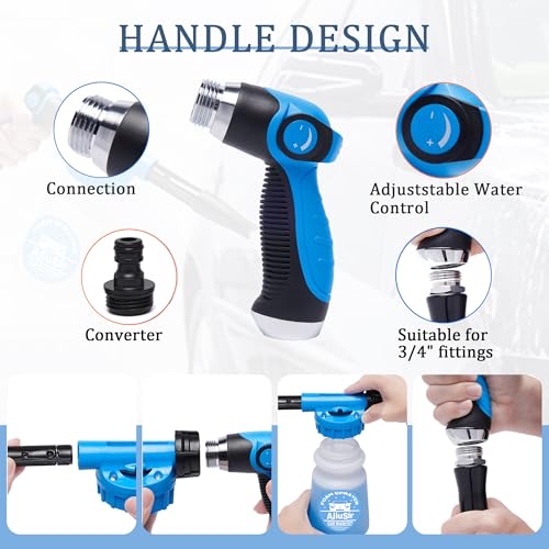 Car Wash Foam Gun Sprayer,Foam Connon for Garden Hose,Cleaning Kit | Car Washing Kit with Washing Sponge & Absorbent Towel, Hose Nozzle for Garden Cleaning, Pet Showering - color: Blue
