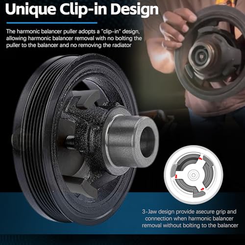 For GM LS Harmonic Balancer Puller 25264 Crank Pulley Puller for Chrysler Jeep Dodge, Harmonic Damper Puller for Engine Balancer Removal Replacement