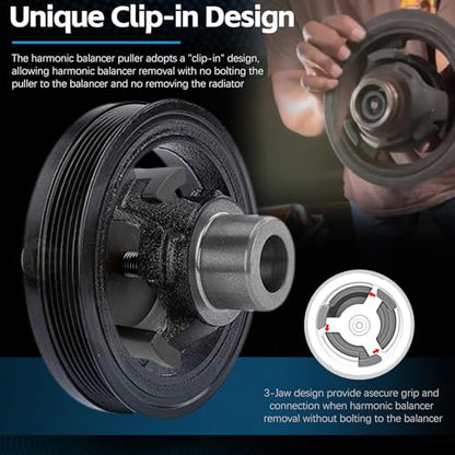 For GM LS Harmonic Balancer Puller 25264 Crank Pulley Puller for Chrysler Jeep Dodge, Harmonic Damper Puller for Engine Balancer Removal Replacement