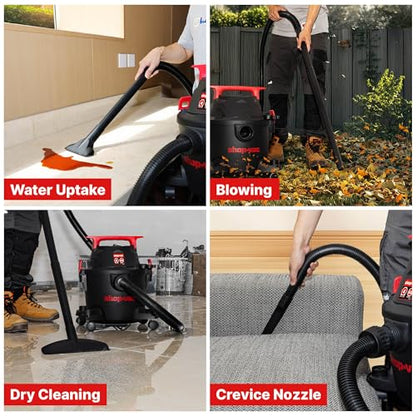 Shop-Vac 5430112 Wet/Dry Vacuum, 4 Gallon, 4 Peak HP, 1-1/4 Inch Diameter x 6 Foot Hose, 10 Foot Cord, Ideal for Jobsite, Garage, Workshop & Home