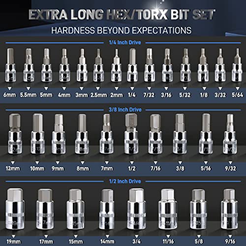 DISEN 32-Piece HEX Bit Socket Set | SAE & Metric Allen Wrench Socket Set with Enhanced Storage Case, Premium Heat Treated Chrome Vanadium Steel & S2 Alloy Steel - style: Hex Bit Socket Set