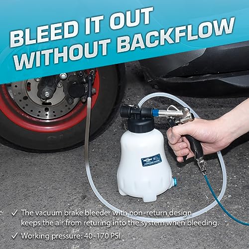 FIRSTINFO Patented 1.1L Vacuum Brake Bleeder Set with 1L Refill Bottle | Air-powered vacuum • One-person operation • Integrated silencer • Brake/clutch service • Made in Taiwan - size: 1.1L + Refill Bottle