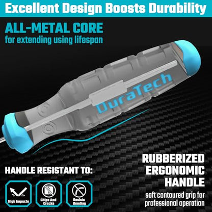 DURATECH 4-Piece Hook and Pick Set, Offset, Straight, 90° Pick and Hook | Precise and Small Pick Tool for Auto, Mechanic and Electronics Maintenance, with Storage Tray - size: 4pc
