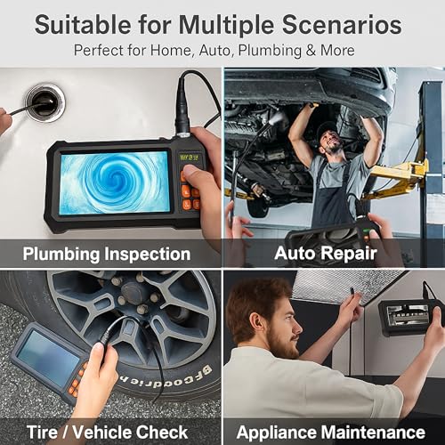 49.2 Feet Inspection Endoscope Camera with Light, 1080P HD Borescope Camera with Light, 4.3" IPS Screen, IP67 Waterproof Sewer Borescope, 49.2Ft Semi-Rigid Cord Drain Pipe Endoscope Cool Gadgets Tool - size: 49FT