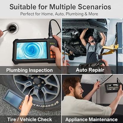 Endoscope Camera with Light, 1920P HD Borescope Inspection Camera with 4.3" IPS Screen, IP67 Waterproof with 8 LEDs & 16.5ft Semi-Rigid Snake Camera for Automotive Pipe Tools Gadgets for Men - size: 16.5FT