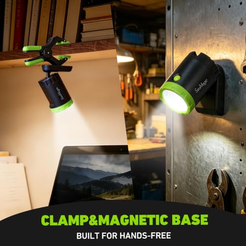 2-Pack Rechargeable LED Work Light, 360° Adjustable Spotlight with Magnetic Base & Clamp, Portable Clip Light for Garage, BBQ, Workshop, Construction, Car Repair, Household & Emergency Use - style: 2-Pack