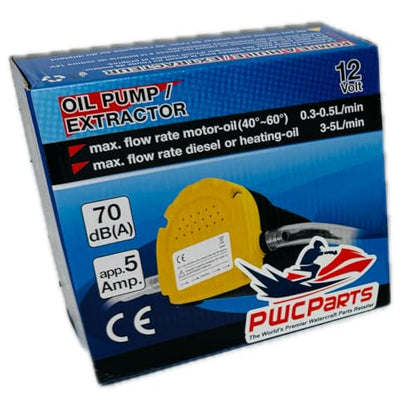 PWCParts 12V Fluid Oil Liquid Extractor Oil Change Pump, 60W, Fits PWC, Watercraft, Automotive, RV, Boats, Lawn Mowers, Cars, Trucks Easy Oil Change Process