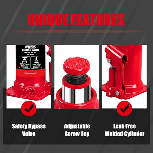 Jack Boss Bottle Jack 20 Ton (40,000 LBs) Hydraulic Car Jack, Fit for Auto Truck Repair and House Lift, Red - size: 20 TON