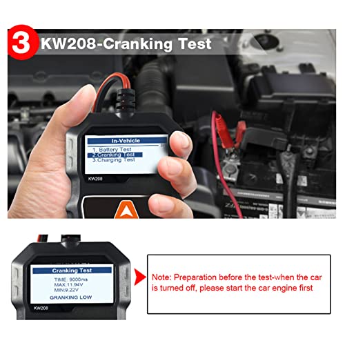 PerGar Car Battery Tester, 12V Car Battery Load Tester Digital Auto Battery Analyzer Automotive Alternator Tester for Truck Marine Motorcycle SUV Boat