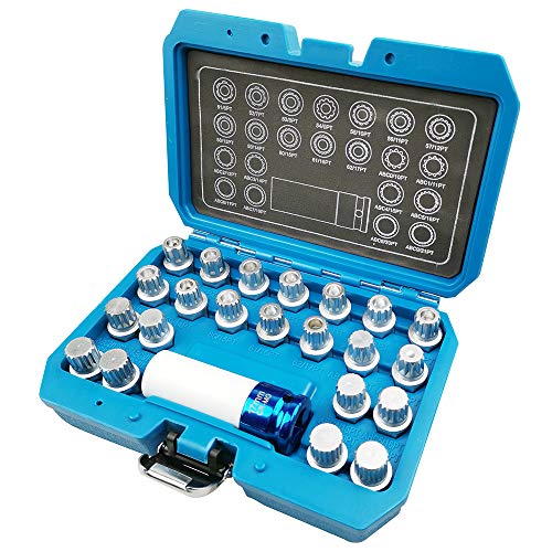 23pcs Wheel Lock Lug Nut Remover Kit Automotive Wheel Anti-Theft Screw Removal Key Socket Set with Adapter for VW