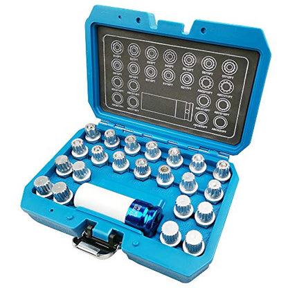 23pcs Wheel Lock Lug Nut Remover Kit Automotive Wheel Anti-Theft Screw Removal Key Socket Set with Adapter for VW