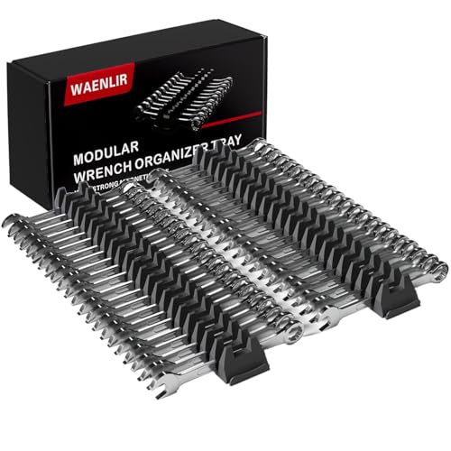 WAENLIR 48PCS Magnetic Modular Wrench Organizer Set-Tool Drawer Storage Rack with Metric&SAE Labels, Wrench Holder with Magnet, Perfect Tool Gift for Men, father, boyfriend, DIYers & Mechanics (Black) - color: Black
