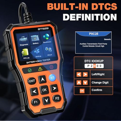 BT529 Bluetooth OBD2 Scanner & Car Battery Tester,2-in-1 Car Diagnostic Tool for iPhone & Android, Check Engine Code Reader,Performance Test, Trip Analysis, 12V Battery Analyzer for All 1996+ Vehicles