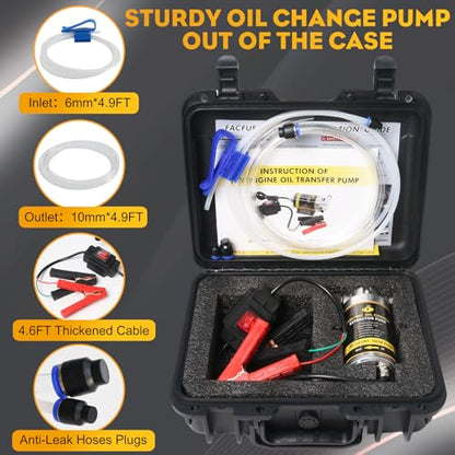 Electric Oil Extractor Pump, Engine Oil Change Pump 12/24V, Transmission Suction Pump with 100W Motor & Longer Hose, Oil Transfer Pump for Hydraulic, Differential, Gear, Lubricating Oil