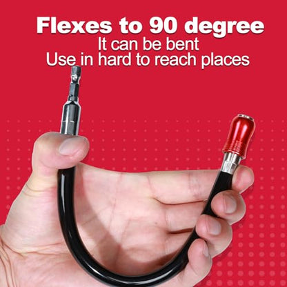 Geinxurn Flexible drill bit Extension Screwdriver Bit Holders, 1PACK 12Inches Flex Shaft Extension Socket Drill Bit Holder Hex Shank Quick-Change Drill Bit Guide with 10PC Screwdriver Bits - style: GBH0300FS-011