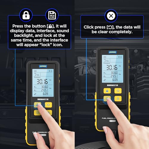 AUTOOL Fuel Pressure Gauge Digital Fuel Pressure Tester Kit 0-426PSI 0~29bar for Petrol Engine Fuel Pressure Test, Automotive Fuel Pressure Tester with Hoses Adapters