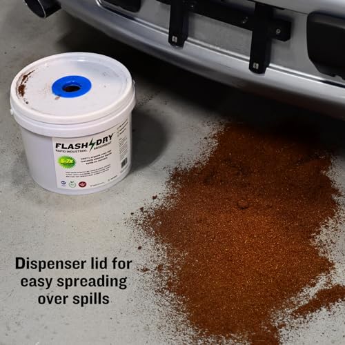 FlashDry Super Spill Absorbent, 5L Bucket with Dispenser Lid, 100% Organic Coco Coir, Landfill Safe, OSHA Approved, Ideal for Absorbing Oil, Paint, Grease in Garages Kitchens Janitor Kits, Pack of 12 - size: Pack of 12