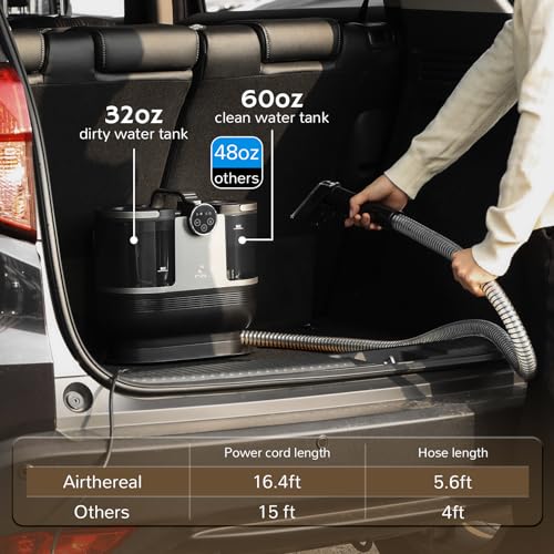 Airthereal S1 Carpet Cleaner Machine, Instant Heating Portable Upholstery Spot Cleaner, Shampooer Machine with Self-Cleaning, 14 Kpa Stain Remover Deep Cleaner for Pets, Stairs, Car Seat and Couch - color: Grey