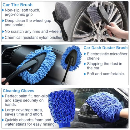 26PCS Car Detailing Kit, Car Detailing Brush Set, Car Cleaning Kit, Auto Detailing Tools for Interior Exterior Wheels, Professional Car Wash Accessories with Windshield Cleaning Tool and Storage Bag