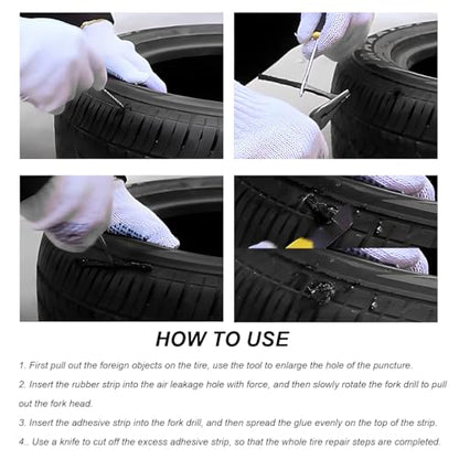 30 PCS Tire Repair Strings, 4" Heavy Duty Rubber Flat Tire Repair Sealing Strip Kit, Professional Tubeless Off-Road Tire Patch Plugs for Cars Bikes ATVs UTVs Wheelbarrows (Black) - color: Black