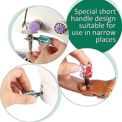 Sewing Machine Screwdriver Ultra Short Screwdriver Tool - One Flat Head and One Phillips Screwdriver for Sewing Projects - size: Small