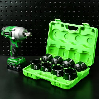 3/4 Drive Stubby Impact Socket Set, 8 PCS Axle Nut Set 12point SAE Standard Sizes 2-1/16, 2-1/8, 2-3/16, 2-1/4, 2-5/16, 2-3/8, 2-7/16, 2-1/2, Heavy Duty Use In Removing And Installing Axle Nuts - size: 3/4 8PCS (2-1/16" to 2-1/2")