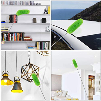 DELUX Microfiber Feather Duster Extendable Duster with 100 inches Extra Long Pole, Bendable Head & Long Handle Dusters for Cleaning Ceiling Fan, High Ceiling, Blinds, Furniture & Cars Green - color: Green