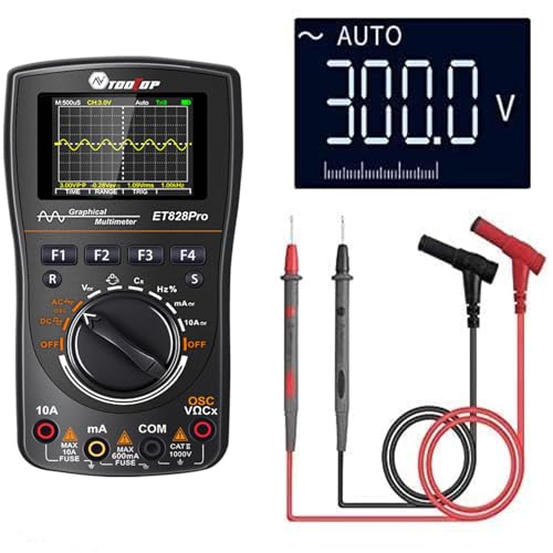 Portable Digital Multimeter Oscilloscope Automotive | 10MHz bandwidth. 50Msps sampling rate. 6000 counts display. Built in 250V explosion proof fuse. Stores 100 data sets. - color: ET828