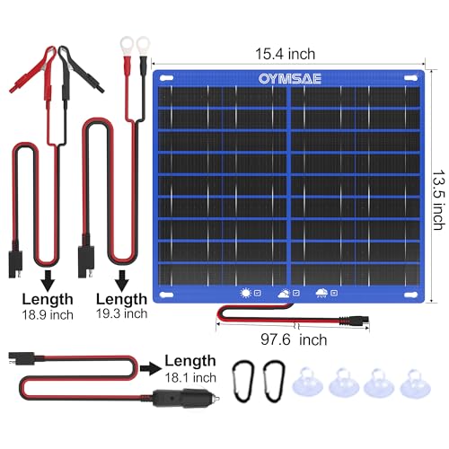OYMSAE 30W Solar Car Battery Charger Portable 12V Trickle Battery Charger & Maintainer Waterproof Solar Panel for Car Boat Automotive RV - size: 30W