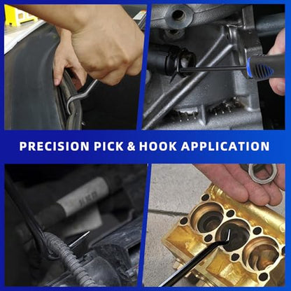 11PCS Mechanic Hook and Pick Tool Set, Automotive Hook Tool with Telescoping Magnetic Pickup Gasket Scraper Fastener Remover for Automotive Repair Hoses Puller (Blue)